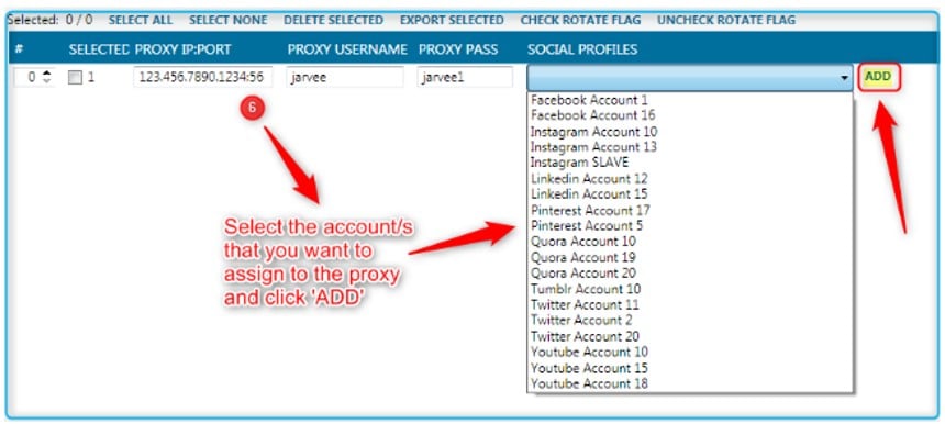 Select the acount