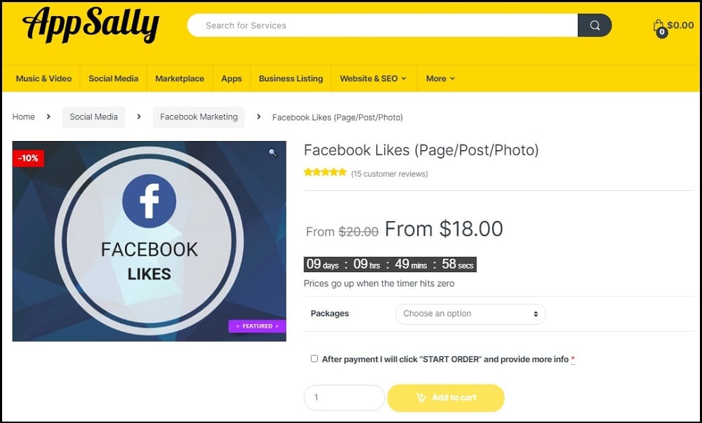 Buy Facebook Likes for AppSally