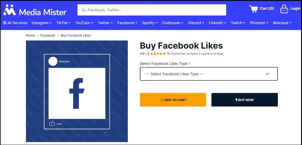 Buy Facebook Likes for Media Mister