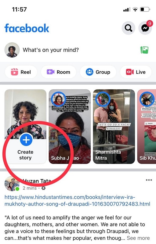add to story option on facebook