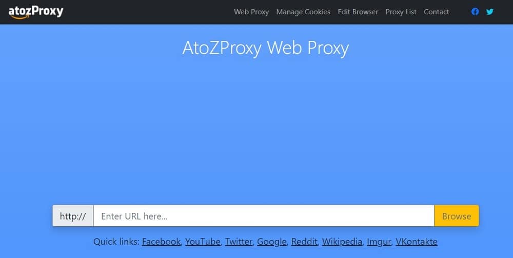 Atozproxy for Free web proxy