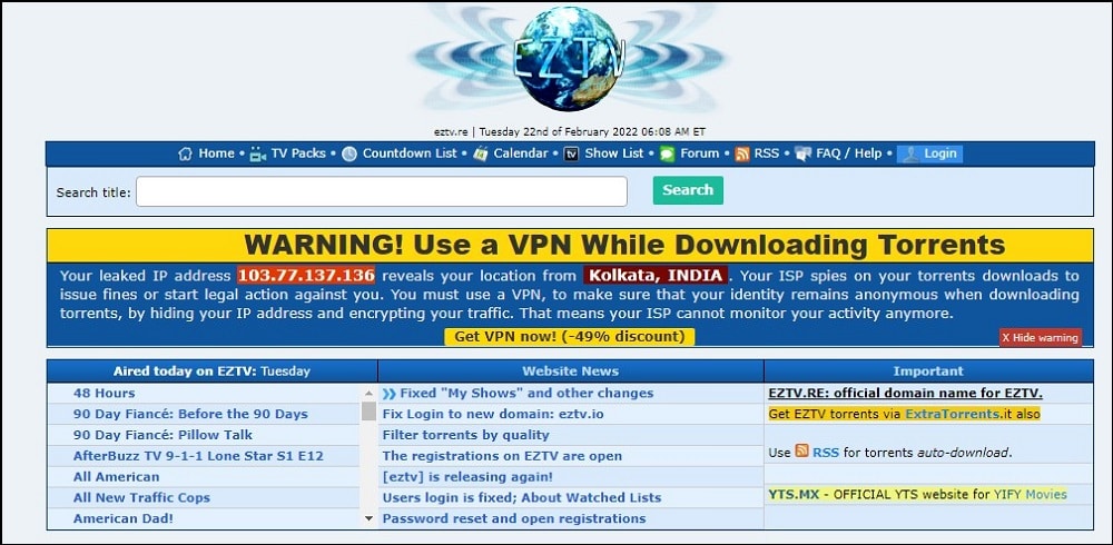 EZTV overview