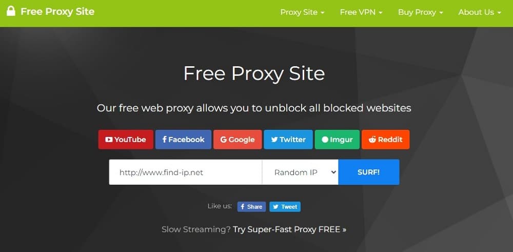 FreeProxy for Free web proxy