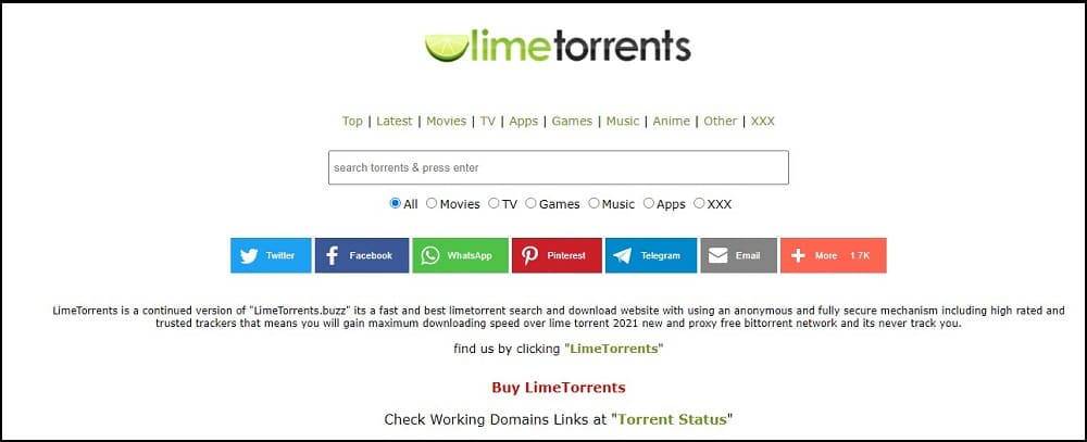 LimeTorrents overview