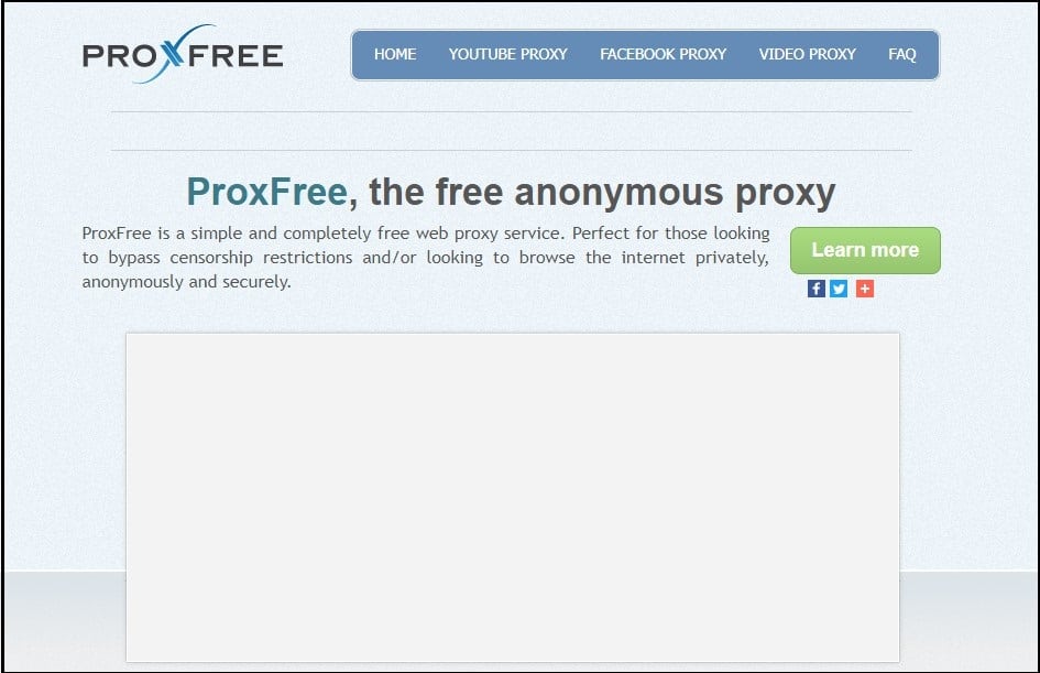 ProxFree for Free web proxy