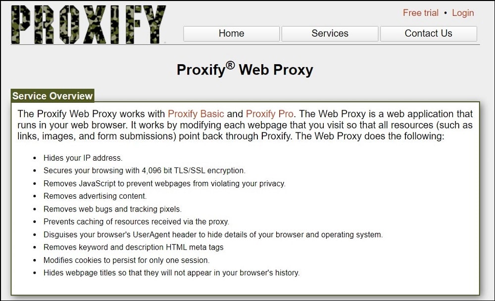 Proxify Web Proxy for Free web proxy