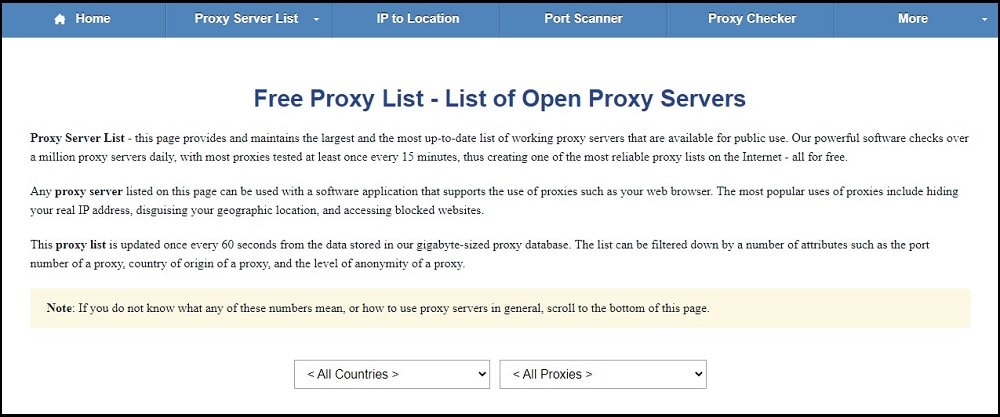 Proxy Nova for Free Proxy Server