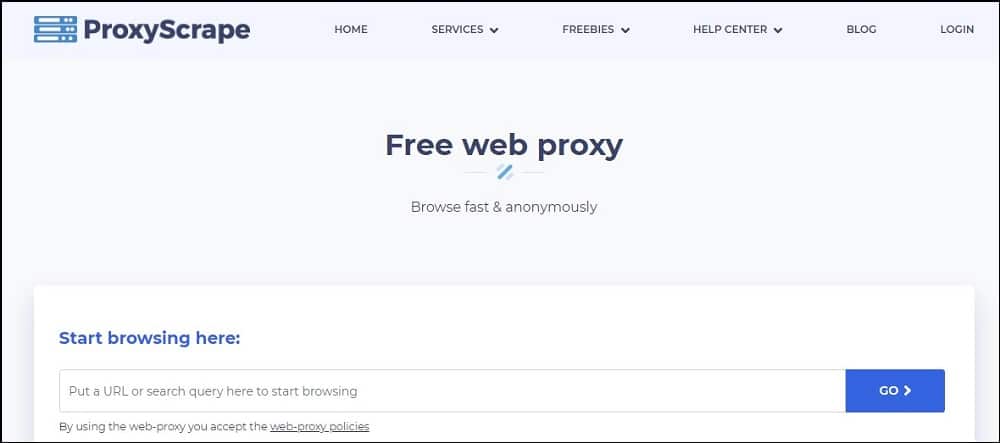 ProxyScrape for Free web proxy