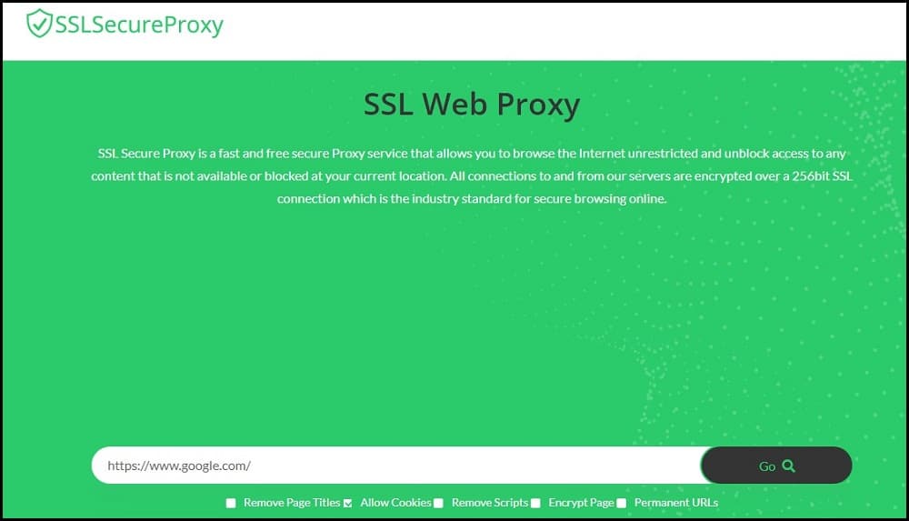 SSLSecureProxy for Free web proxy