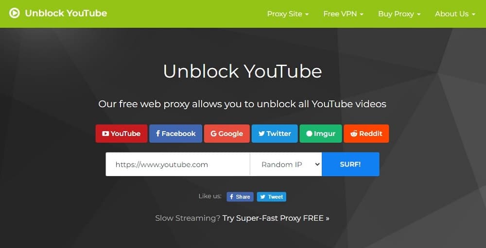 Unblock YouTube for Free web proxy