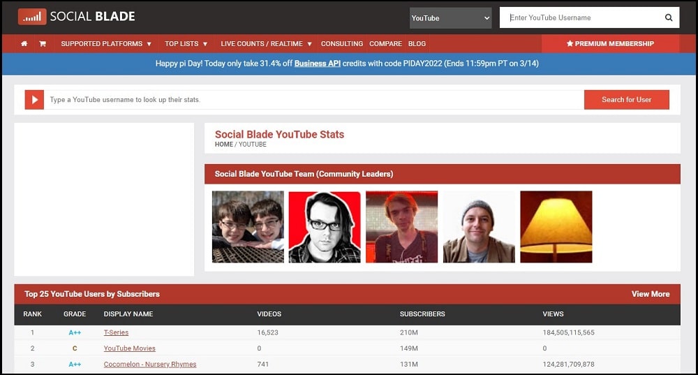 YouTube Live Subscriber Tracker is Social Blade