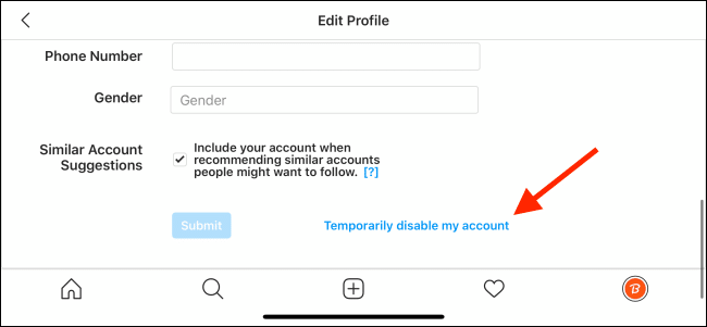 temporarily disable my account