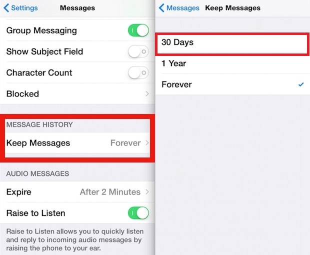 Set Automatic Deletion of Old Messages