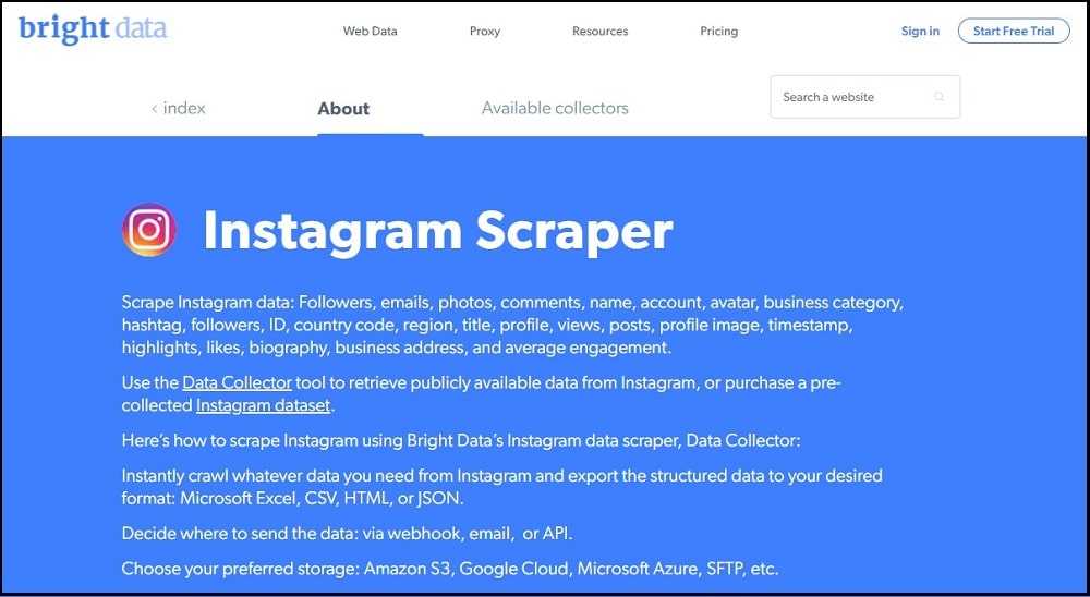 Bright Data for Instagram proxies overview