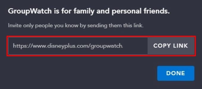 Copy the link for the GroupWatch