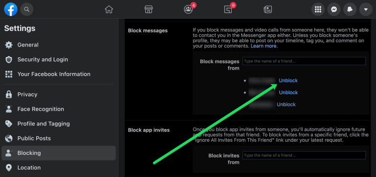 blocked on Messenger