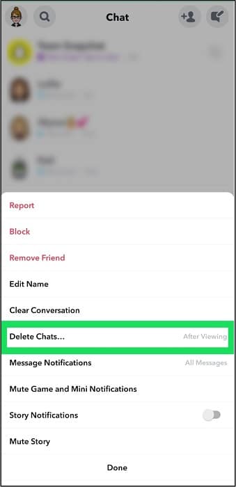Click from there for delete chats