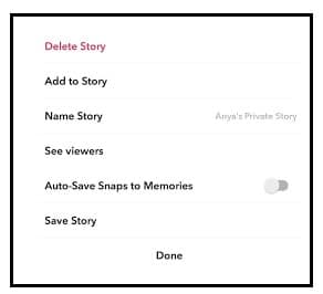 Delete the story on Snapchat
