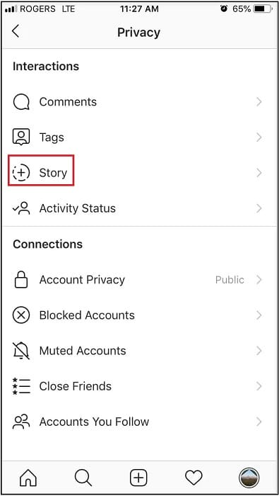 Proceed by clicking story from the pop-up menu