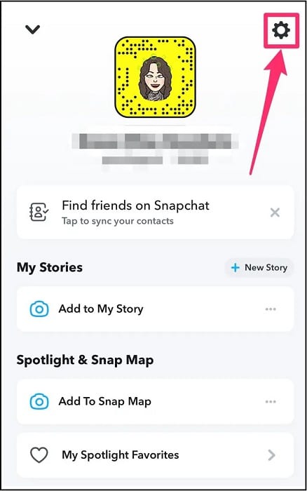 Profile page of your Snapchat account