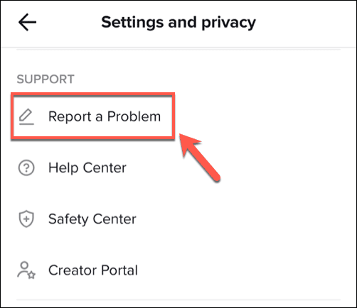 Report to Tiktok's Support Team